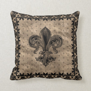 Fleur-de-lis - Schwarz und Gold Kissen