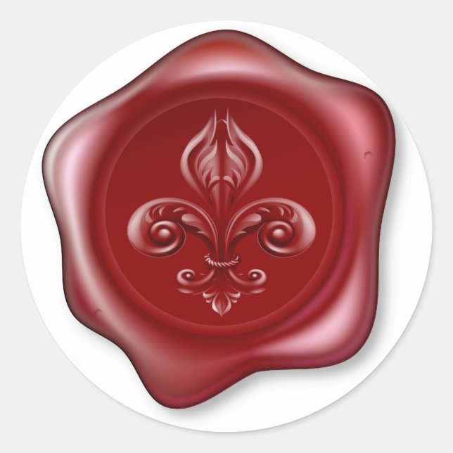 Fleur-de-lis Sealing Wax Runder Aufkleber (Vorderseite)
