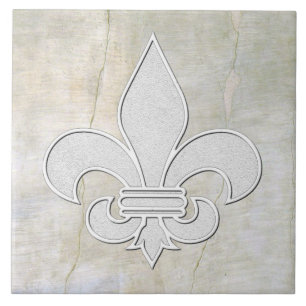 Fleur-de-lis Vintage Gips-Look Fliese