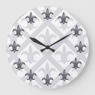 Fleur-de-Lis Wall Clock (silver) Große Wanduhr