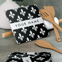 Fleur de Lis, Weiß auf Schwarz, Weiß, Ihr Name