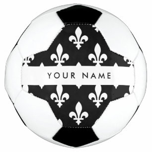 Fleur de Lis, Weiß auf Schwarz, Weiß, Ihr Name Fußball
