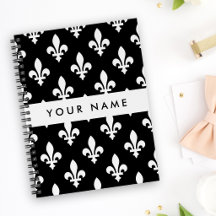 Fleur de Lis, Weiß auf Schwarz, Weiß, Ihr Name