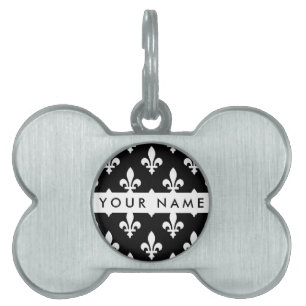 Fleur de Lis, Weiß auf Schwarz, Weiß, Ihr Name Tiermarke