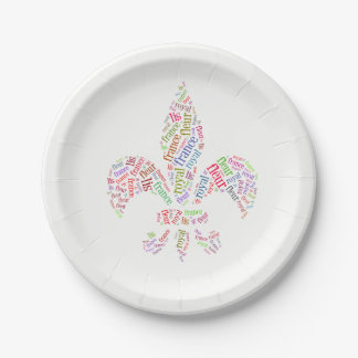 Fleur de Lis Wörter Symbol Pappteller