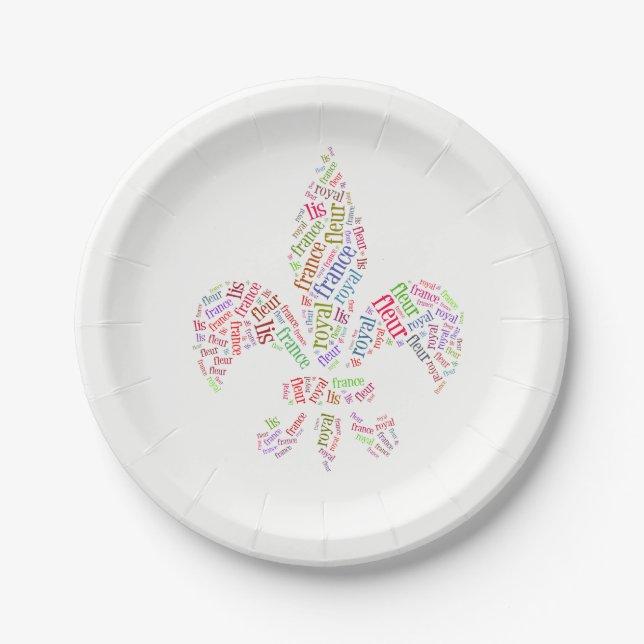 Fleur de Lis Wörter Symbol Pappteller (Vorderseite)