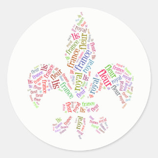 Fleur de Lis Wörter Symbol Runder Aufkleber