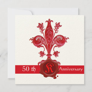 FLEUR DE LISE JUBILÄUM Roter Wachssiegel Monogram Einladung
