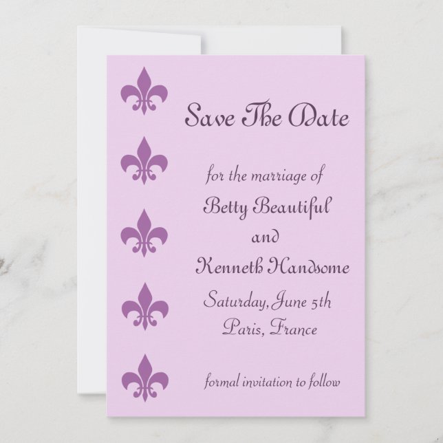 Fleur De Lise Save the Date in Lilacs (Vorderseite)