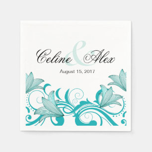 Fleur de Lyrica Floral Wedding AQUAMARIN Serviette