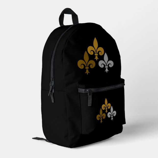 Fleur de Lys Bedruckter Rucksack (Rückseitige Ecke links)