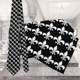 Fleur-de-Lys Black & White-Krawatte Krawatte