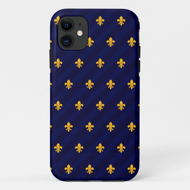 Fleur de Lys Orange-Blau Case-Mate iPhone Hülle (Rückseite)