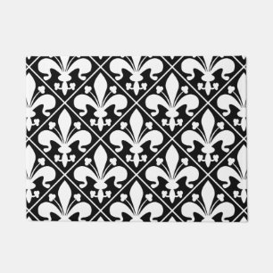 Fleur de Lys Schwarzweiss-elegantes Fußmatte