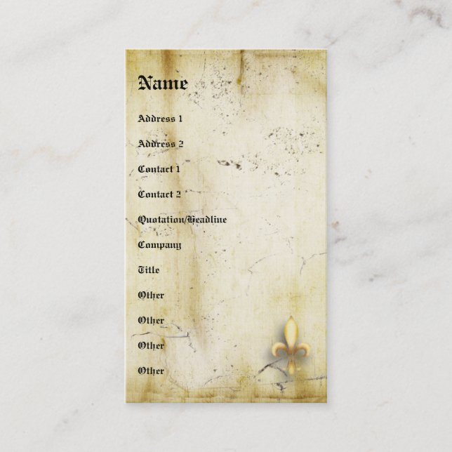 Fleur- de- Lys Visitenkarte (Vorderseite)