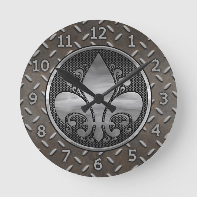 Fleur de Metallic Runde Wanduhr (Vorderseite)