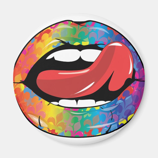 Fleur De Rainbow Licking Lips Magnet (Vorne)