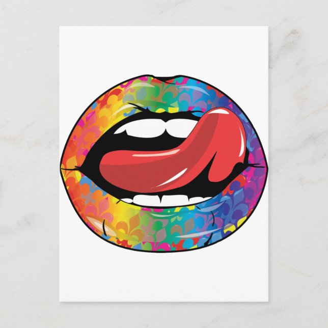 Fleur De Rainbow Licking Lips Postkarte (Vorderseite)
