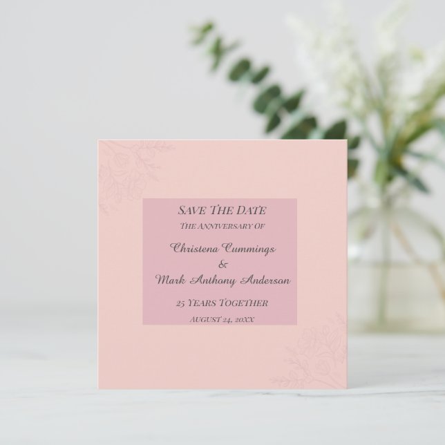 Fleur de Satin Wedding Anniversary Save The Date Einladung (Stehend Vorderseite)