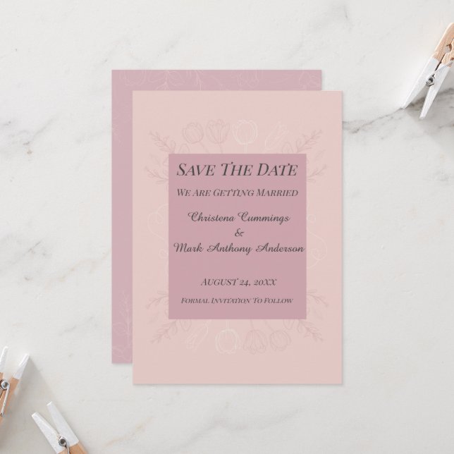 Fleur de Satin Wedding Save The Date Announcement Einladung (Vorderseite/Rückseite Beispiel)