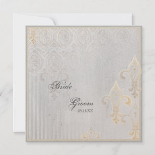 Fleur di Lys Damask 2 Grau Wedding Einladung