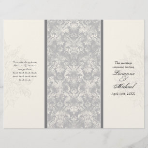 Fleur di Lys Damask - Gray Formal Wedding Program