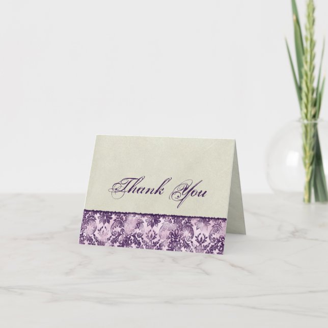 Fleur di Lys Damask Lilac Thank You Notes Dankeskarte (Vorderseite)