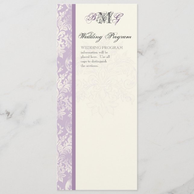 Fleur di Lys Damask - Lilac Wedding Program Programm (Vorderseite)