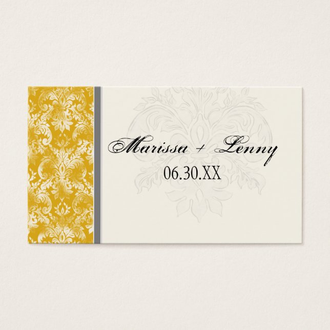 Fleur di Lys Damask Mustard Gastgeschenk Hochzeit  (Vorderseite)