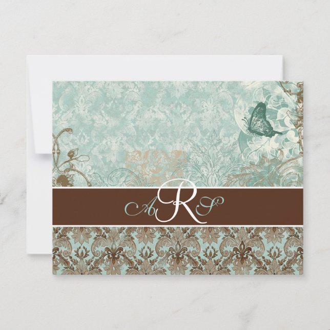 Fleur di Lys Damask - UAWG Response Card RSVP Karte (Vorderseite)
