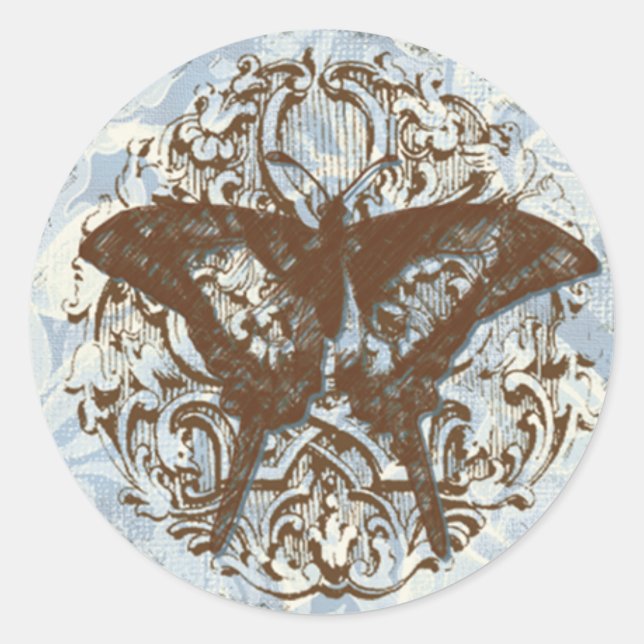 Fleur di Lys Damask vs2 - Hochzeitsticker-Siegel Runder Aufkleber (Vorderseite)