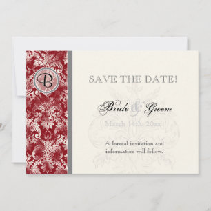 Fleur di Lys Damask - Weinkarte Save the Date