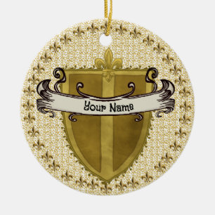 Fleur-Familienwappen-Name Keramik Ornament