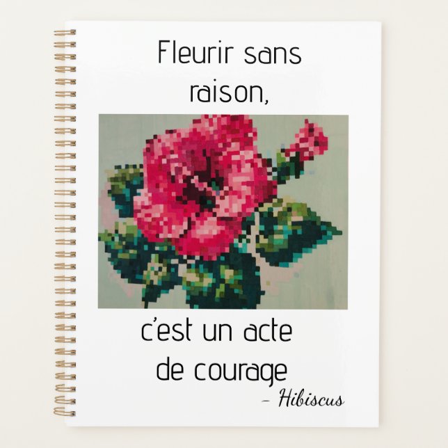 Fleur hibiscus en pixel art planer (Vorderseite)