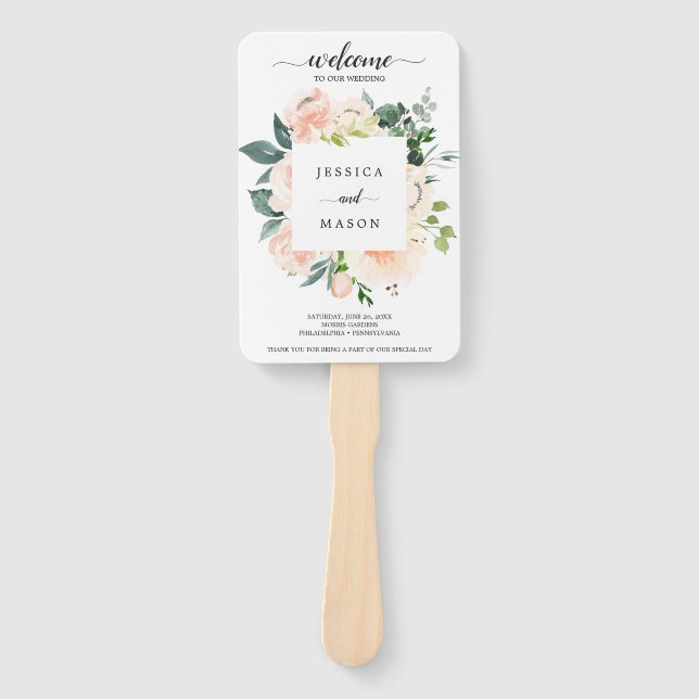 Fleur Jolie Watercolor Floral Wedding Program Fan Fächer (Vorderseite)