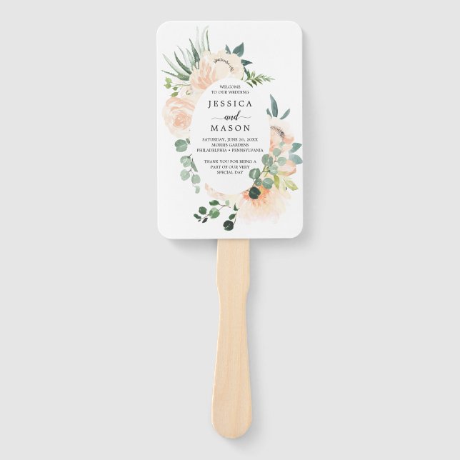 Fleur Jolie Watercolor Floral Wedding Program Fan Fächer (Vorderseite)