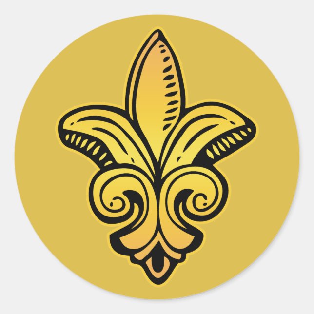 Fleur Medieval - Gold Runder Aufkleber (Vorderseite)