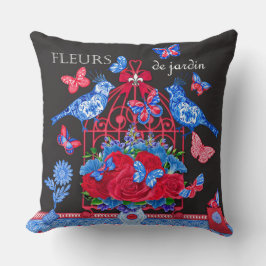 Fleur Porcelain Birnen und Birdcage Throw Kissen