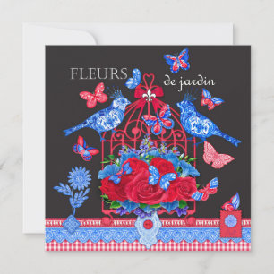 Fleur Porzellan Vögel und Vogelkäfig Karte