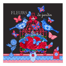Fleur Porzellan Vögel und Vogelkäfig Poster 16 x 1