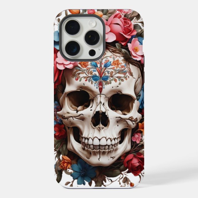 💀 Fleuri Elegant🌸 iPhone Hülle (Rückseite)