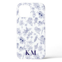 Fleurs de Saison Französisch Personalisiert Blau W