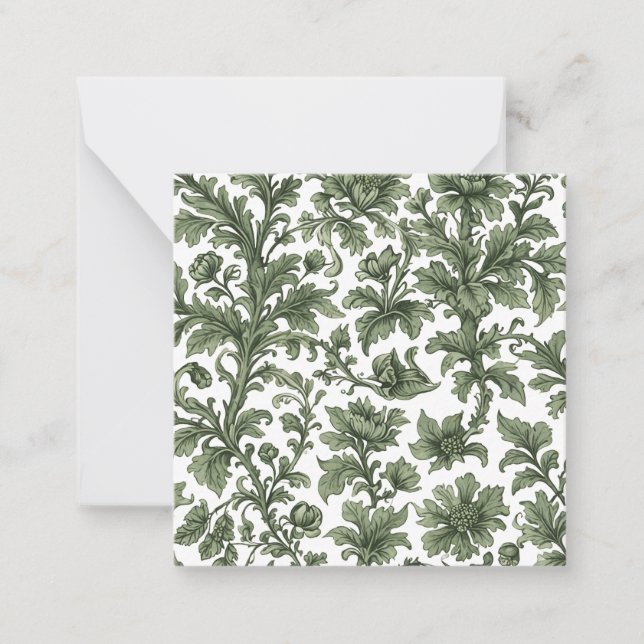 fleurs et feuilles vertes mitteilungskarte (Vorderseite)