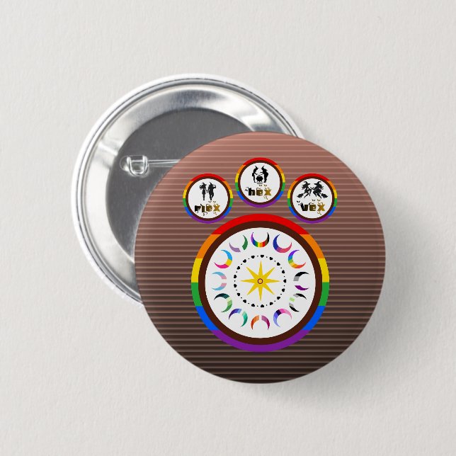 Flex. Hex. Vex. Body Positive LGBTQIA Hexen Button (Vorne & Hinten)