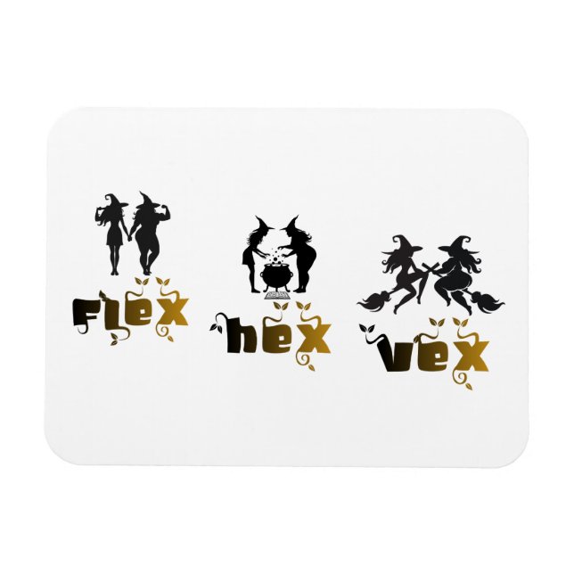 Flex. Hex. Vex. Körperpositive und diverse Hexen Magnet (Horizontal)