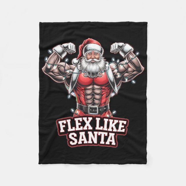 Flex Like Santa Claus Bodybuilder Weihnachtsgymnas Fleecedecke (Vorderseite)