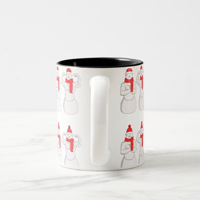Flex Muscle Snowman Zweifarbige Tasse (Henkel)