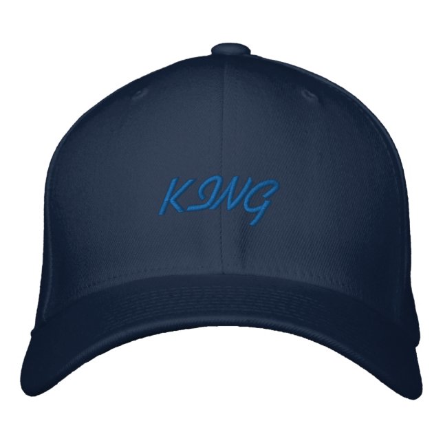 Flexfit Wolle Navy Color King Text Bestickte Baseballkappe (Vorderseite)