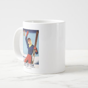 Flexible Flyer Pin-Up Skifahrerin Jumbo-Tasse