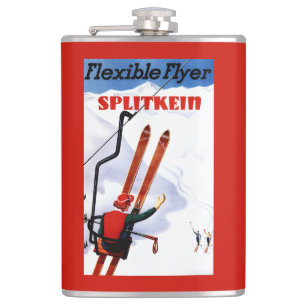 Flexible Flyer Splitkein Holzskier Promo Flachmann